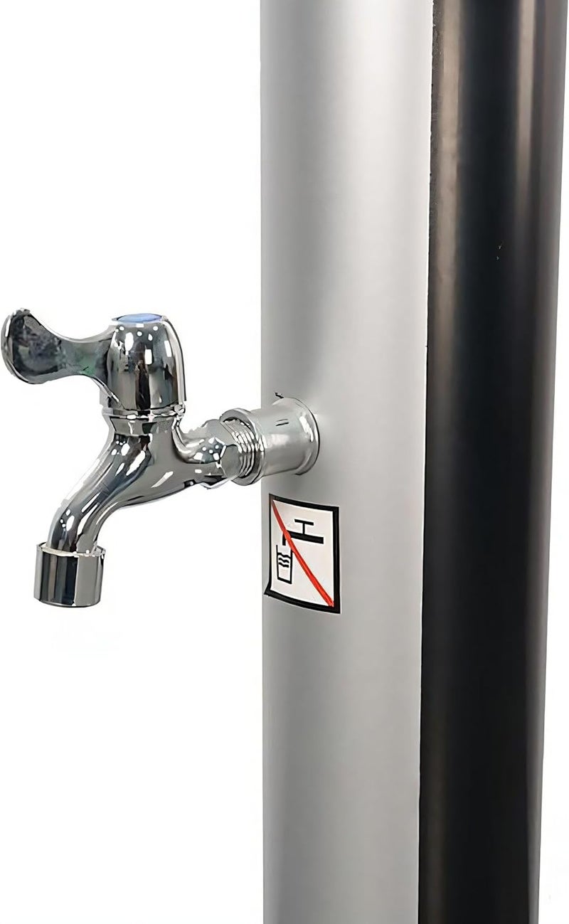 Timoau 7.2Ft Outdoor Solar Heated Shower, 9.3 Gal Pool Shower w/Handheld Shower Head & Foot Tap Spigot, Ideal for Poolside Backyard Beach Pool Spa, Silver - Image 4
